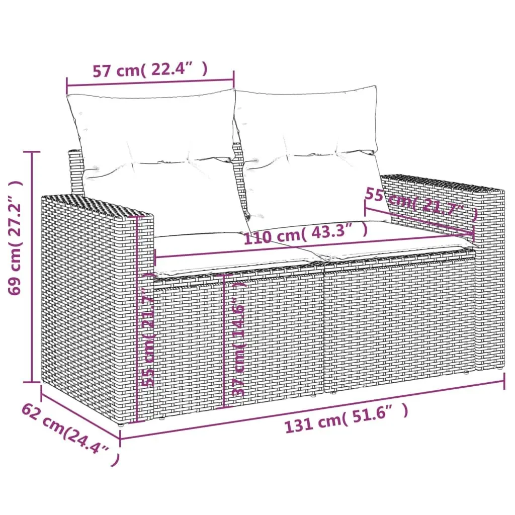 5 Piece Grey Outdoor Sofa Set with Cushions and Table