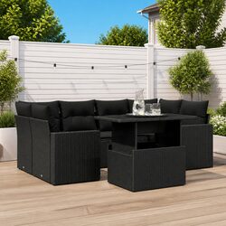 Garden Sofa Set Specifications: 7 Pieces in Black