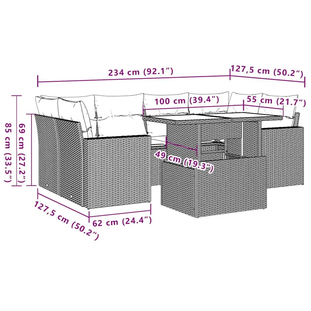 7 Piece Modular Garden Sofa Set