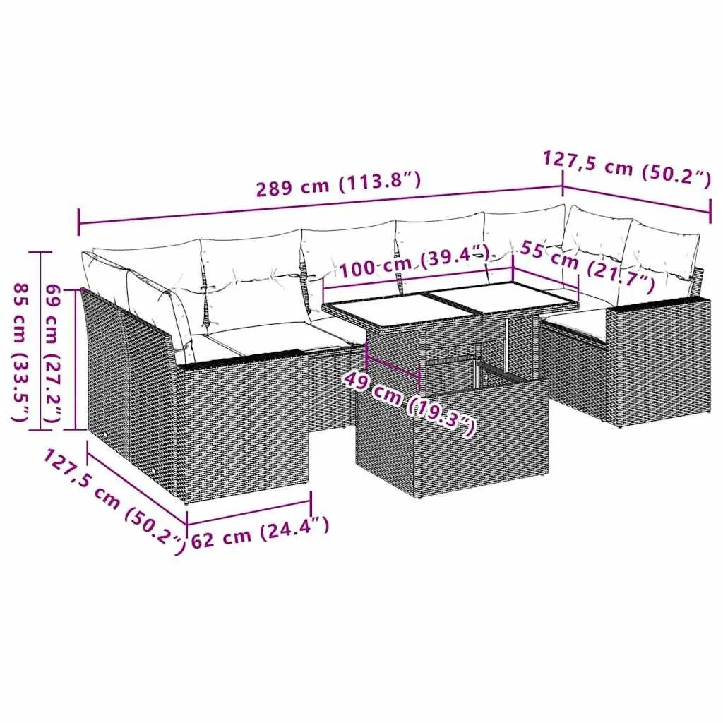 8 Piece Modular Garden Sofa Set