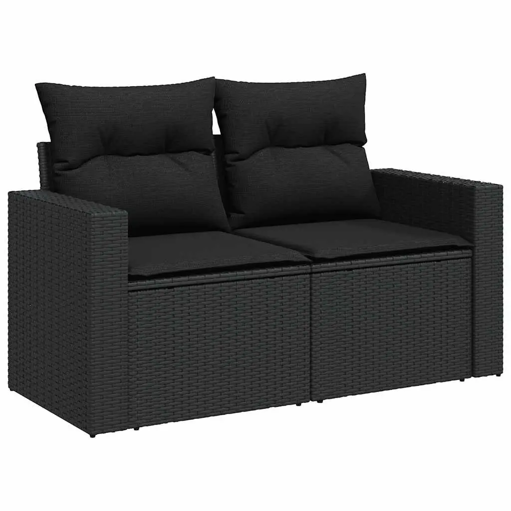 Garden Sofa Set 6 Piece Outdoor Furniture Black Poly Rattan Modular with
