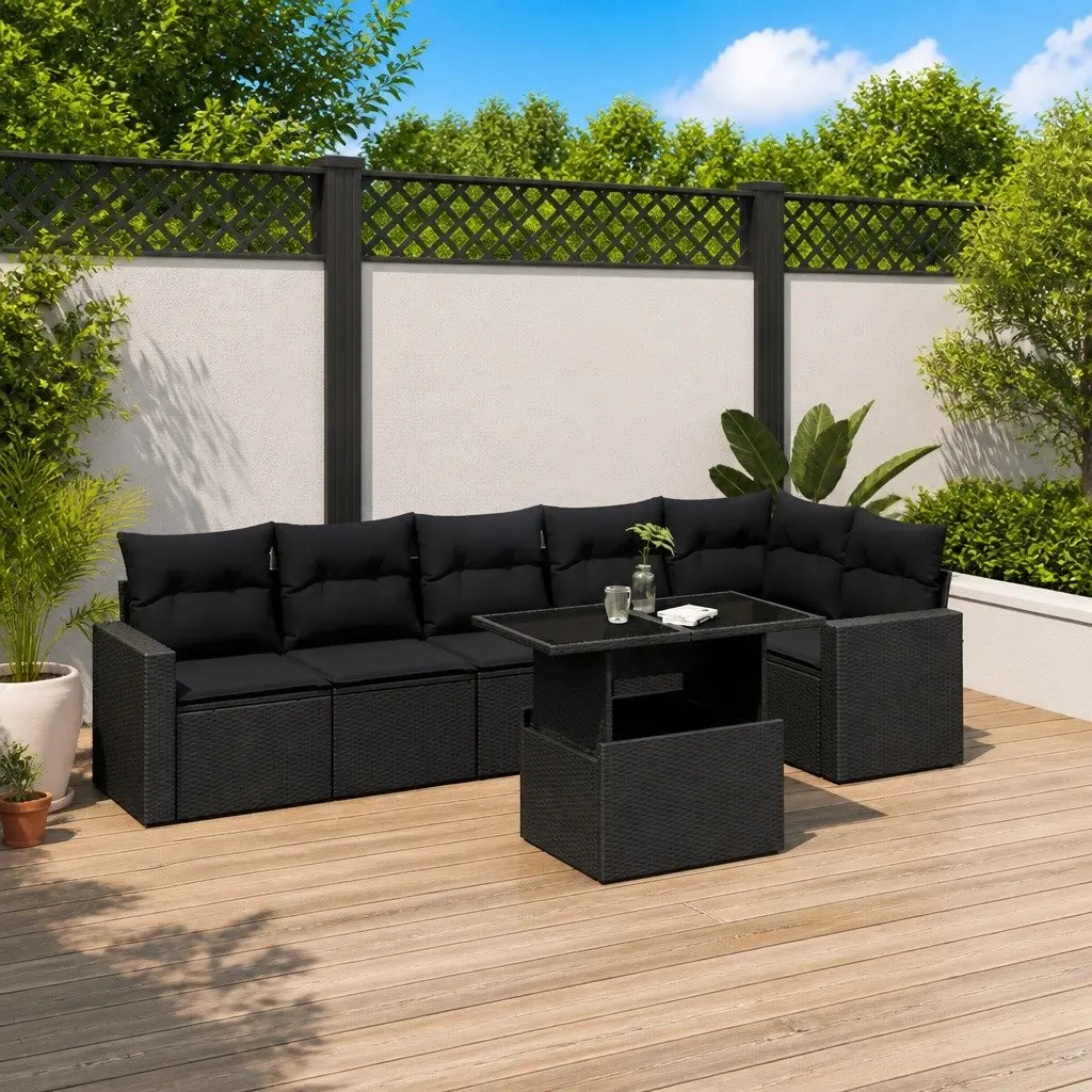7-Piece Modular Garden Sofa Set with Adjustable Height Table