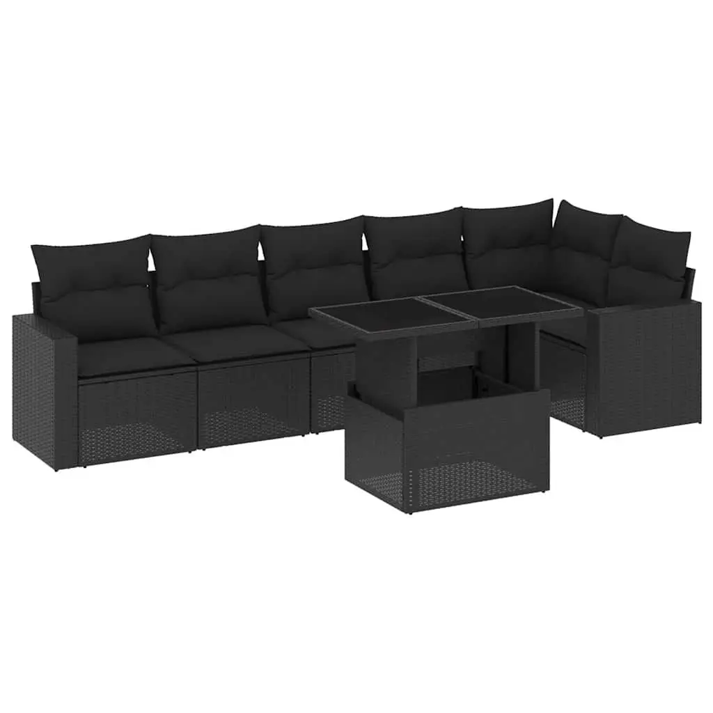 7-Piece Modular Garden Sofa Set with Adjustable Height Table