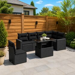 Specifications of 7 Piece Black Garden Sofa Set