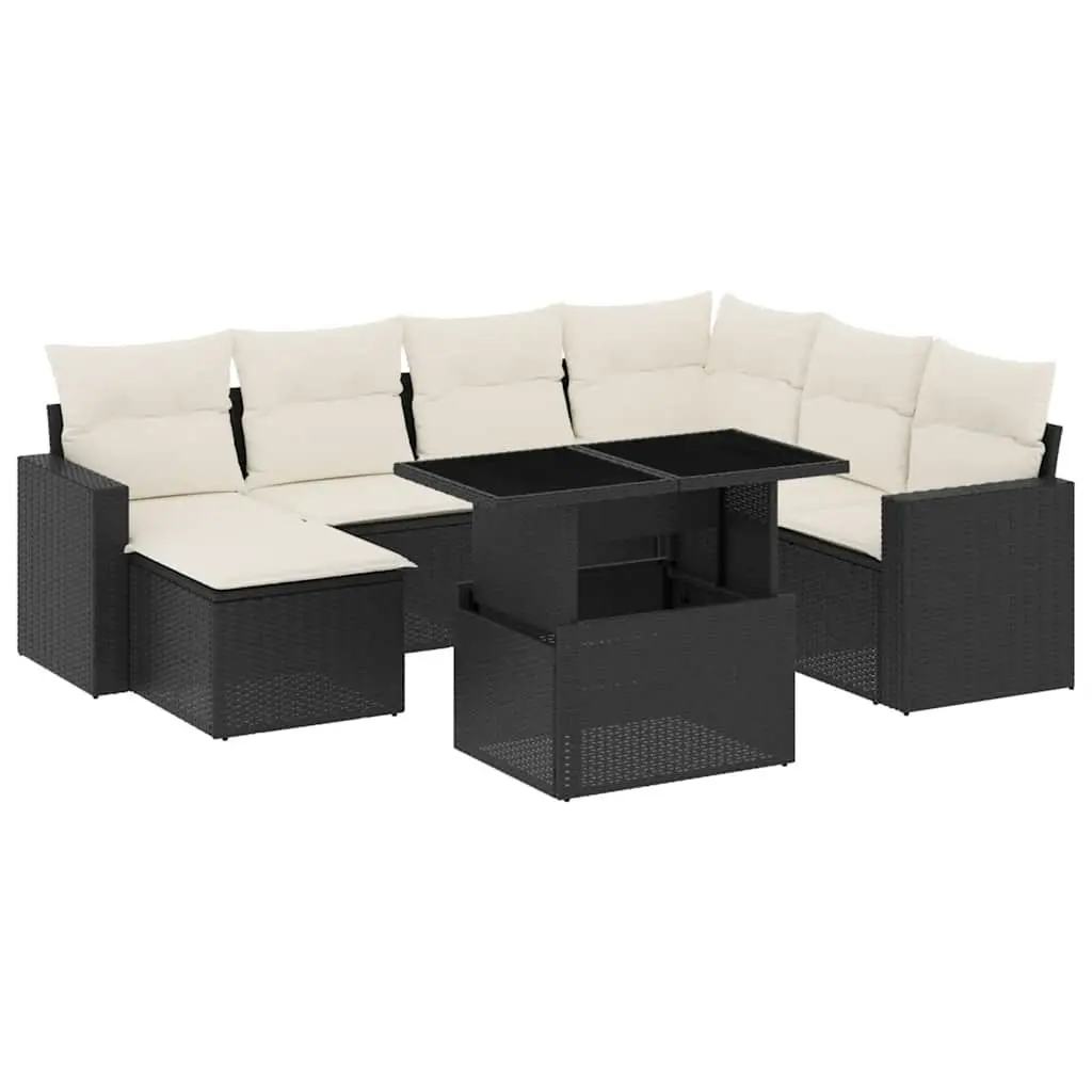 Garden Sofa Set Outdoor Furniture Modular 8 Piece Black Poly Rattan