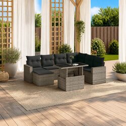 8-Piece Modular Outdoor Sofa Set: Grey Rattan with Cushions
