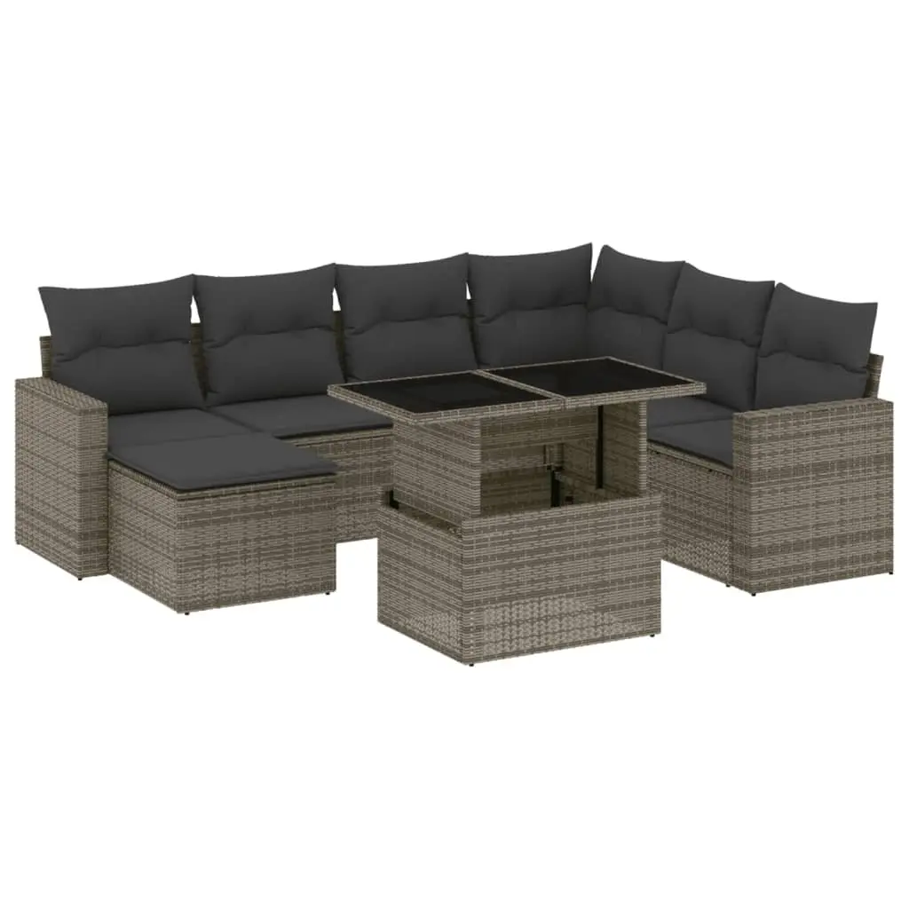Garden Sofa Set 8 Piece Outdoor Furniture Poly Rattan Grey Patio with Cushions