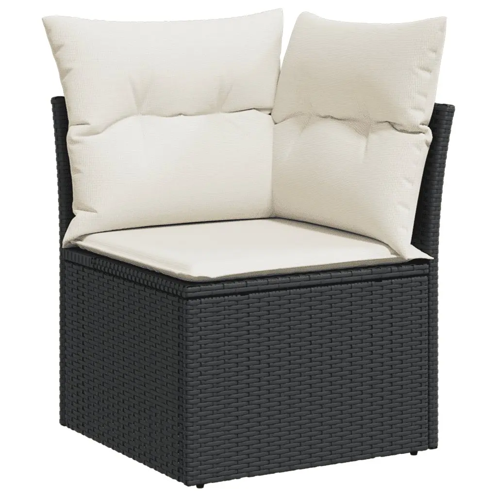 9 Piece Modular Poly Rattan Garden Sofa Set Black Outdoor Furniture for Patio and Terrace