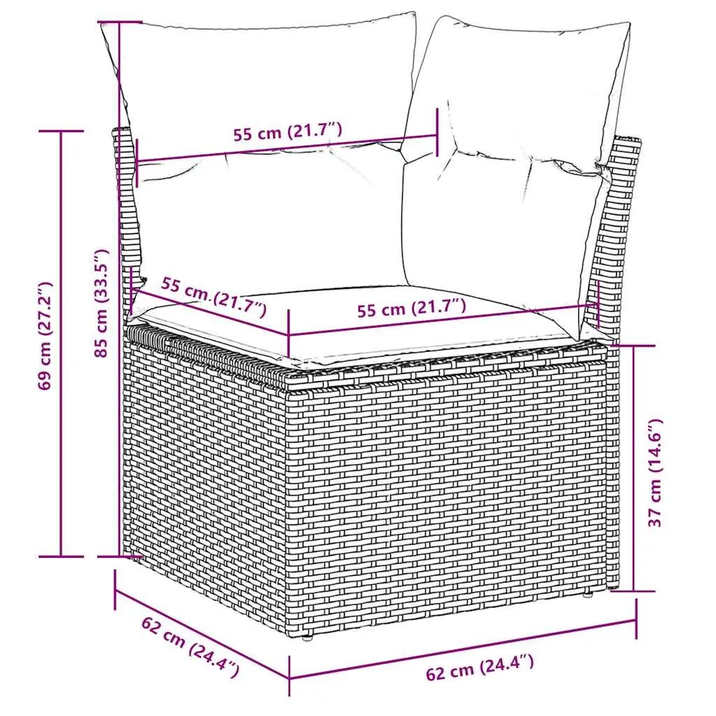 Garden Sofa Set Outdoor Furniture 10 Piece Black Poly Rattan Patio Sectional