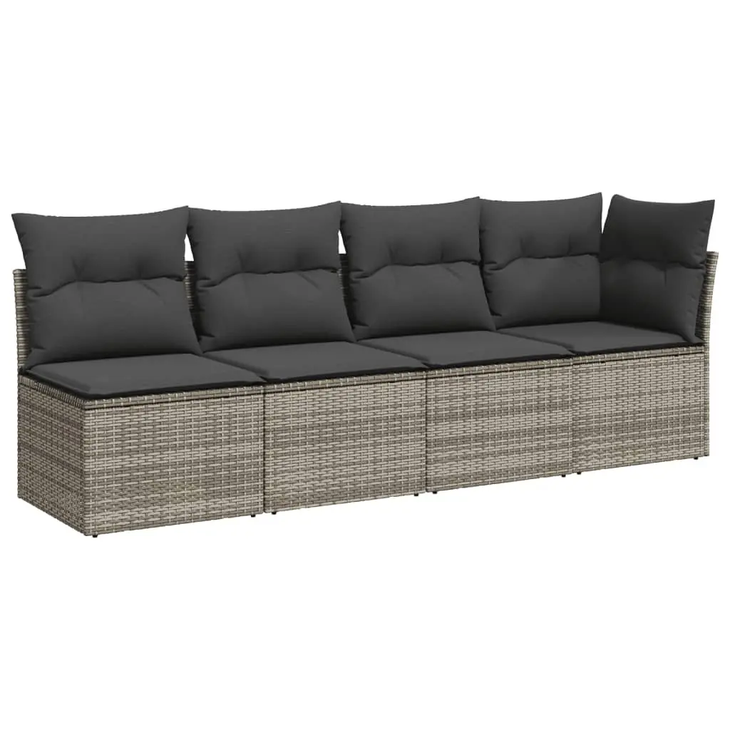 Modular Garden Sofa Set 11 Piece Grey Rattan Outdoor Furniture for Patio and Terrace