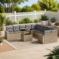 Outdoor 11 Piece Beige Sofa Set with Modular Design