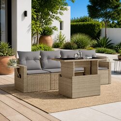 Garden Sofa Set 5-Piece with Adjustable Tabletop