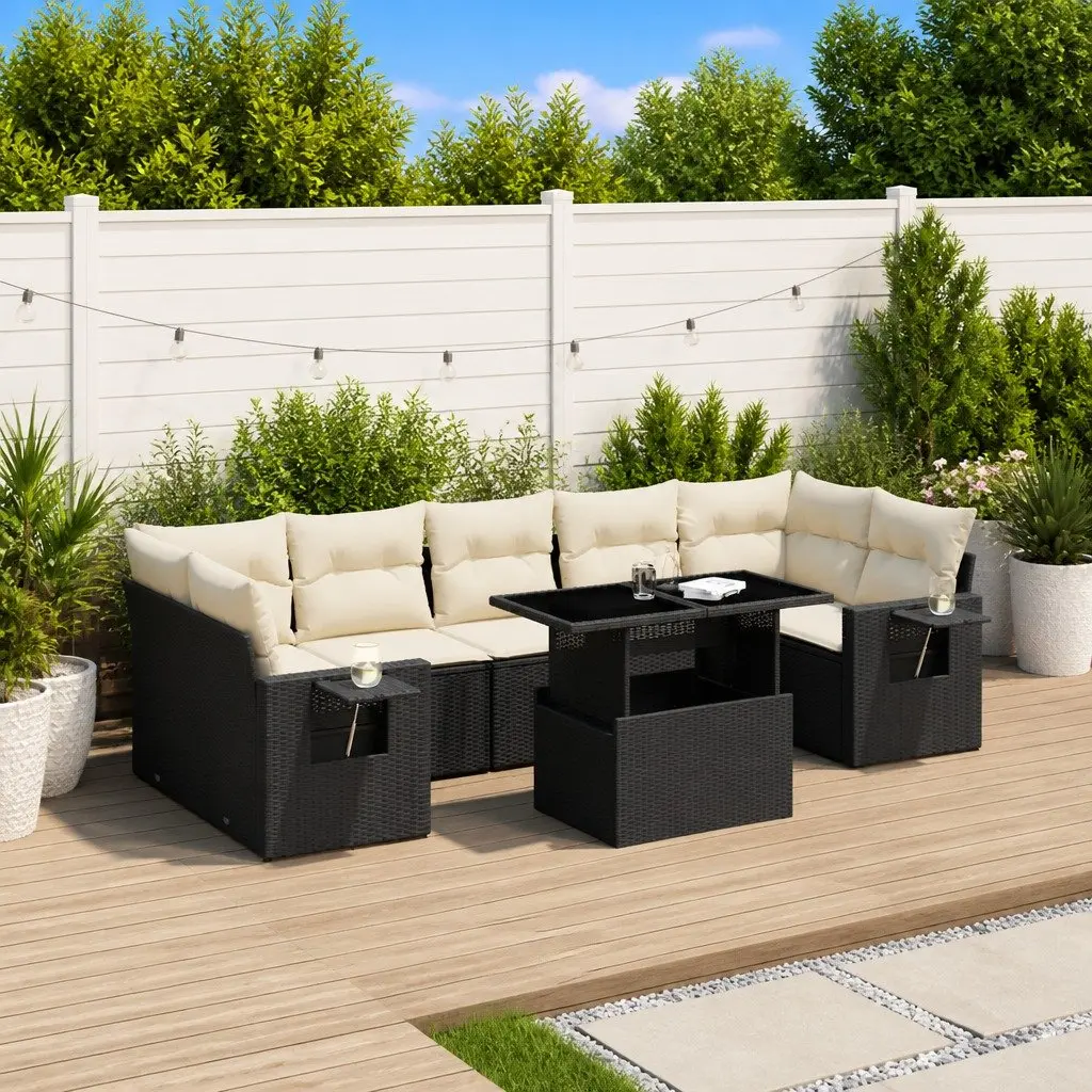 Garden Sofa Set 8 Pieces with Adjustable Table