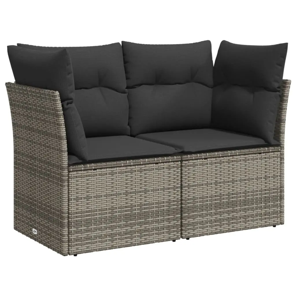 9 Piece Modular Grey Garden Sofa Set with Cushions