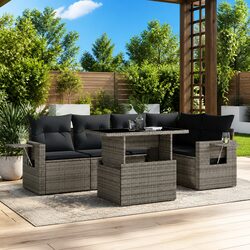 6 Piece Modular Garden Sofa Set Specifications in Grey