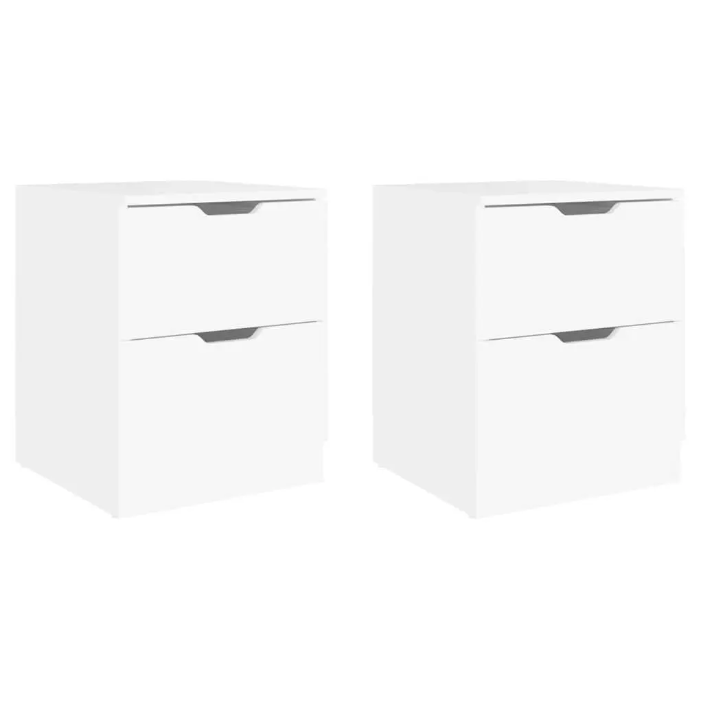 Bedside Table White 40x40x50cm Modern Storage Cabinet Side Unit 2pcs
