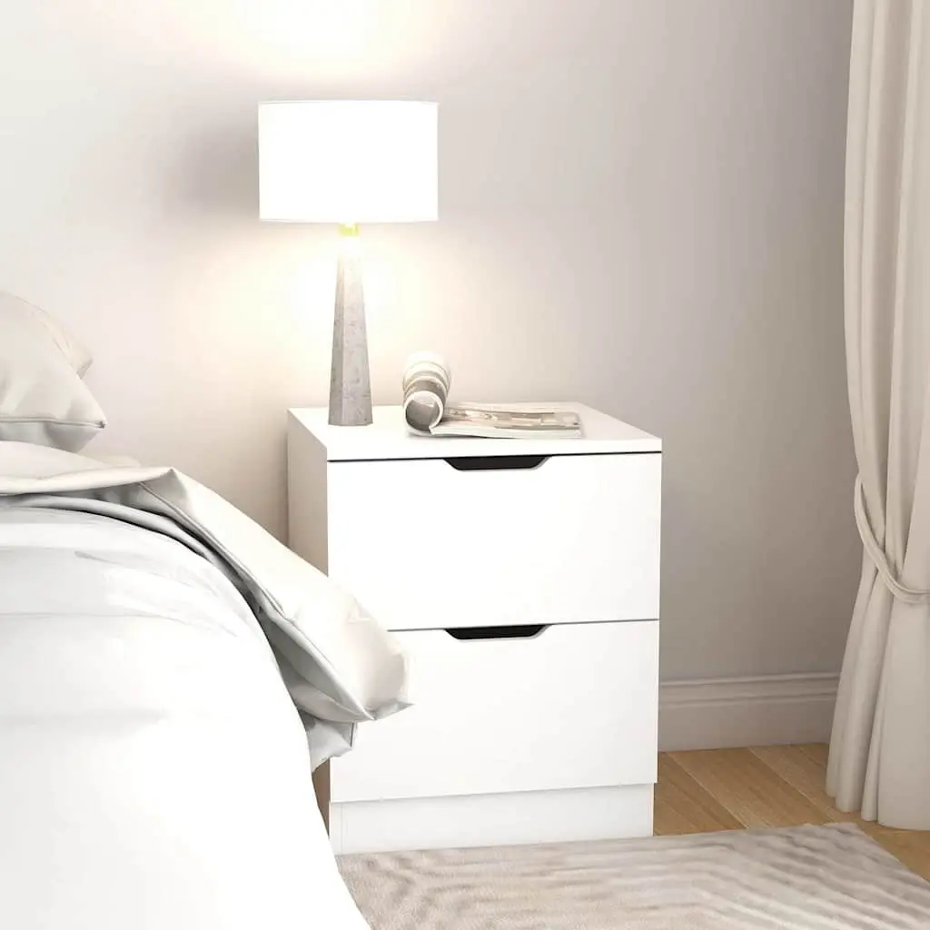 Bedside Table White 40x40x50cm Modern Storage Cabinet Side Unit 2pcs