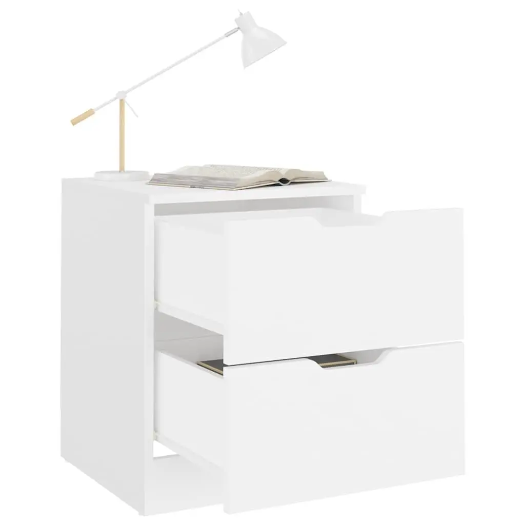 Bedside Table White 40x40x50cm Modern Storage Cabinet Side Unit 2pcs
