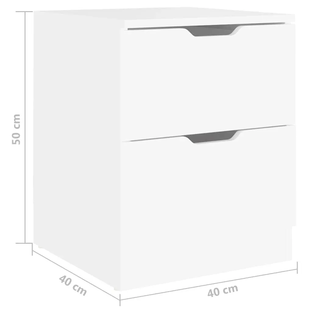 Bedside Table White 40x40x50cm Modern Storage Cabinet Side Unit 2pcs