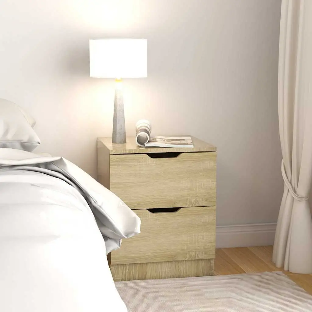 Bedside Cabinets 2 pcs Brown Storage Side Table Nightstand Bedroom Furniture