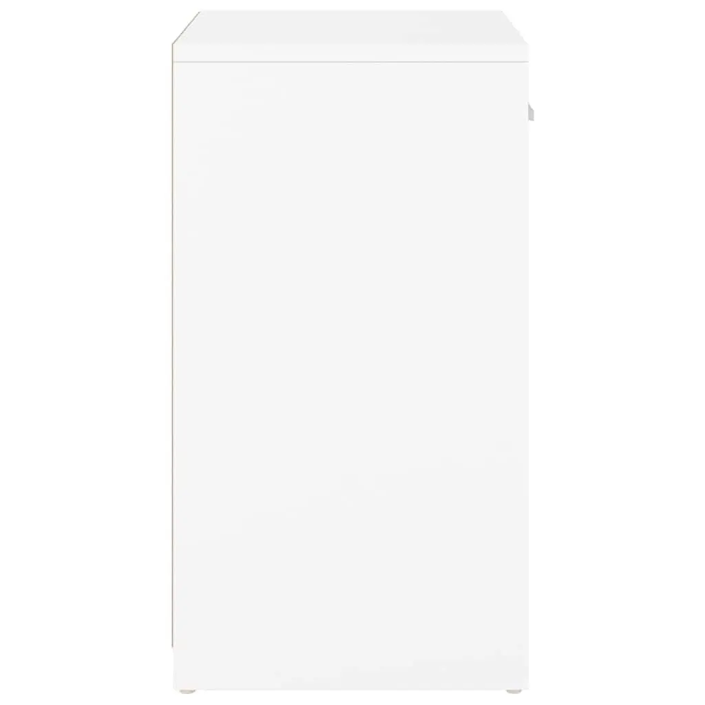 Shoe Storage Bench for Hallway 94.5 x 31 x 57 cm White Engineered Wood with Faux Leather Seat