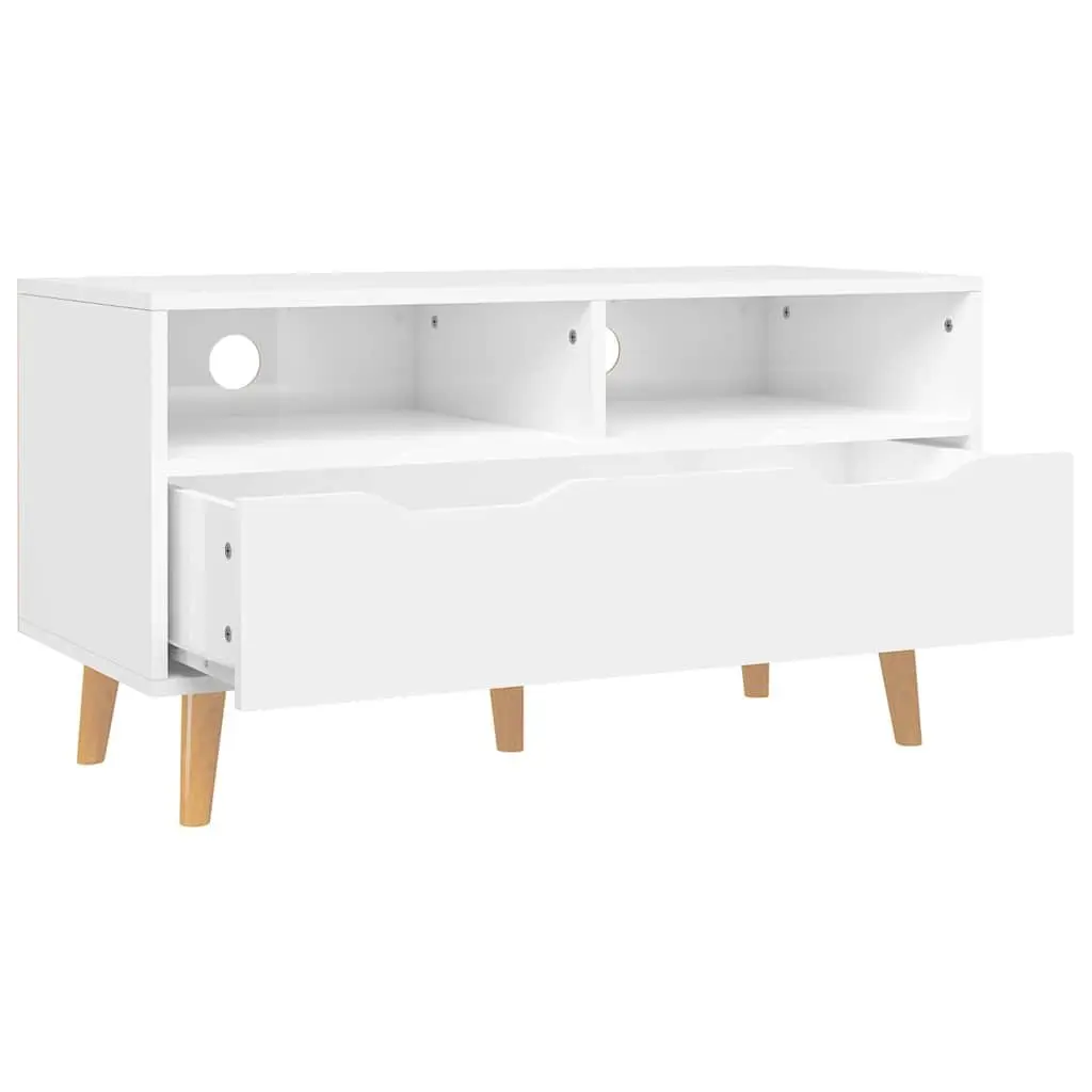 TV Cabinet White High Gloss Living Room Storage Unit Engineered Wood Stand