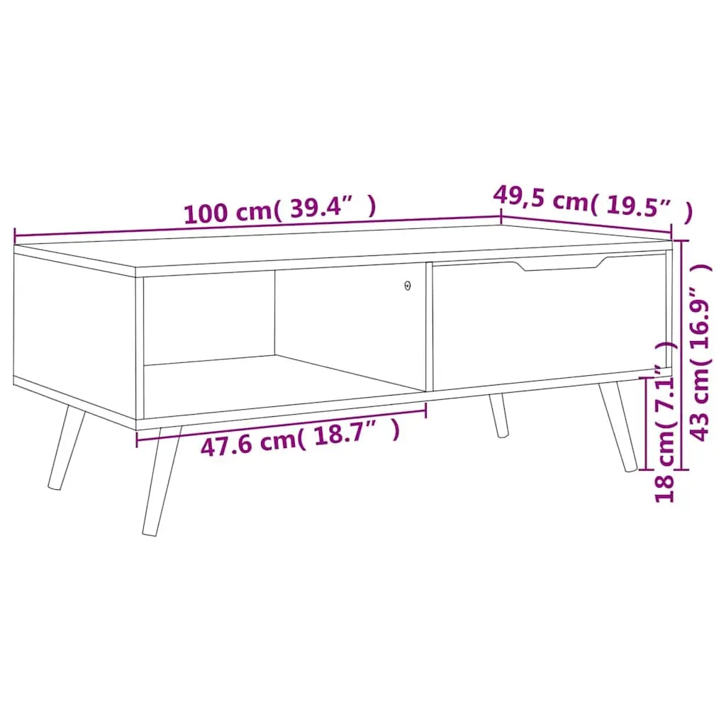 Coffee Table Grey Engineered Wood Living Room Furniture Accent Side Table Decor