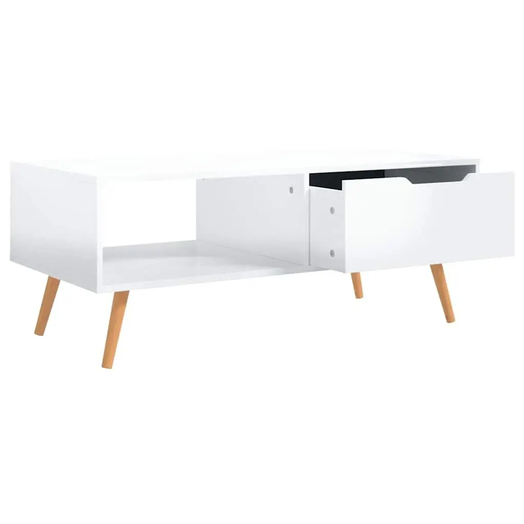 Coffee Table Living Room High Gloss White Engineered Wood 100 x 49.5 x 43 cm