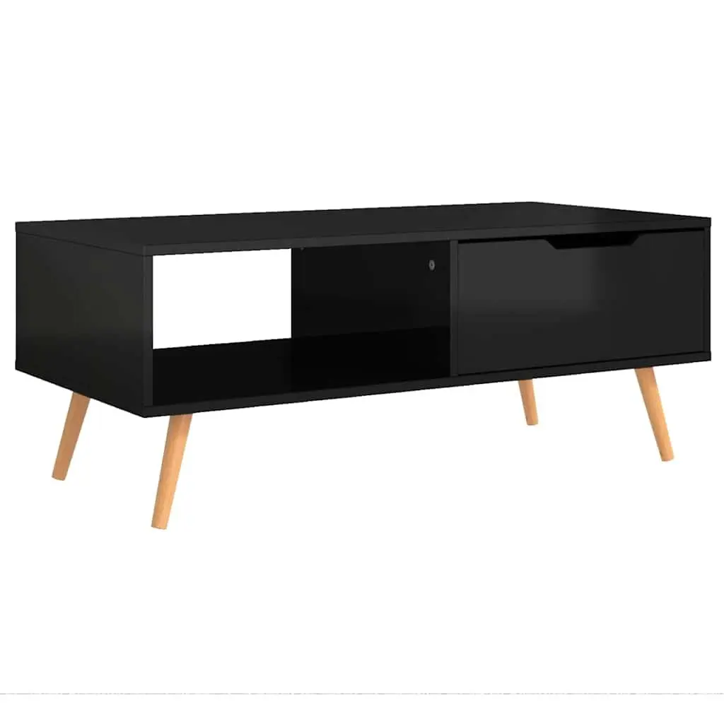 Coffee Table Living Room High Gloss Black Engineered Wood 100 x 49.5 x 43 cm