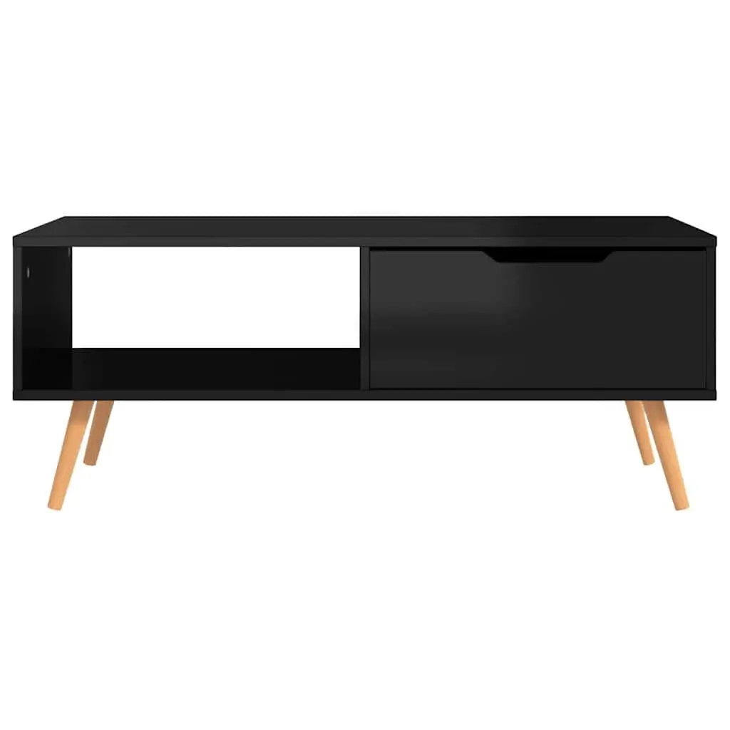 Coffee Table Living Room High Gloss Black Engineered Wood 100 x 49.5 x 43 cm