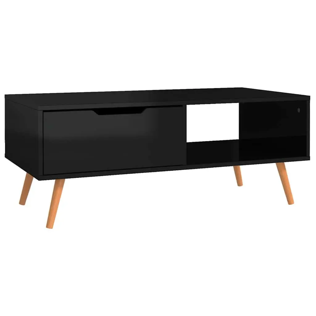 Coffee Table Living Room High Gloss Black Engineered Wood 100 x 49.5 x 43 cm