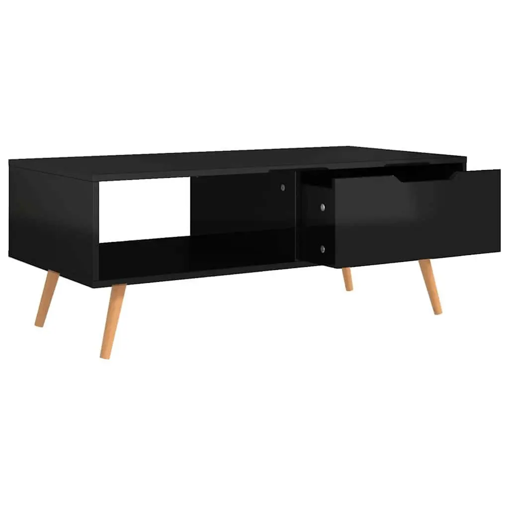 Coffee Table Living Room High Gloss Black Engineered Wood 100 x 49.5 x 43 cm