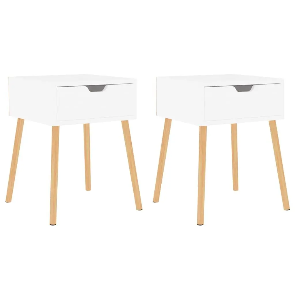 Bedside Cabinets Set of 2 White 40x40x56 cm Modern Storage Side Tables