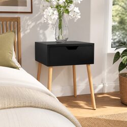 Black Engineered Wood Bedside Cabinet - 40W x 40D x 56H cm