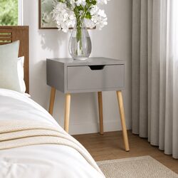 Grey Bedside Cabinet 40x40x56 cm: Engineered Wood Storage Solution