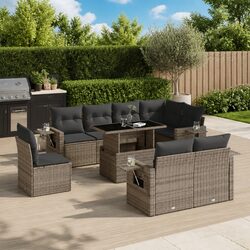 9 Piece Outdoor Sofa Set – Grey Modular Design