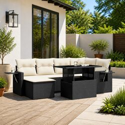 Detailed Specifications: 7 Piece Black Garden Sofa Set