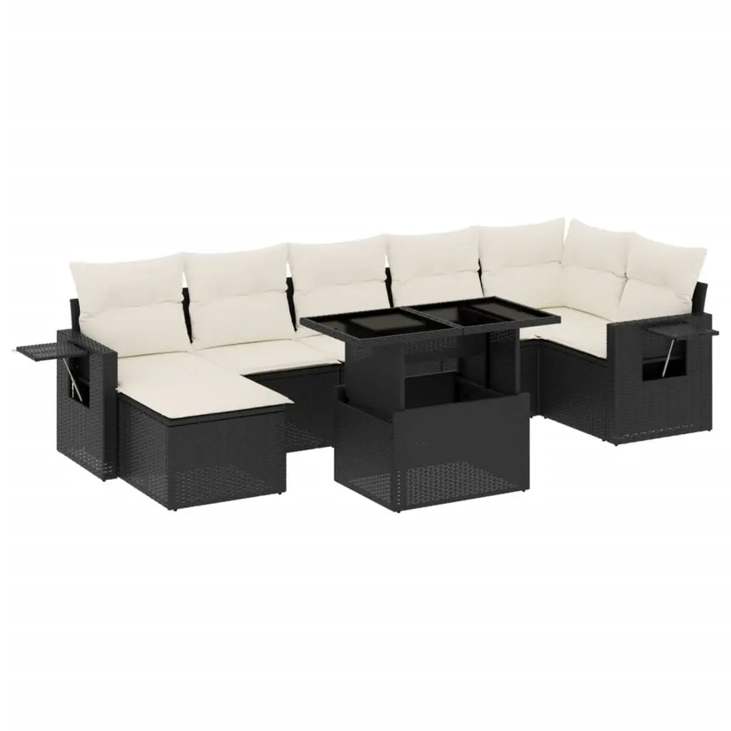 8-Piece Garden Sofa Set with Black Cushions