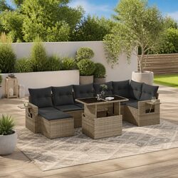 8-Piece Outdoor Sofa Set Specifications: Grey Modular Design