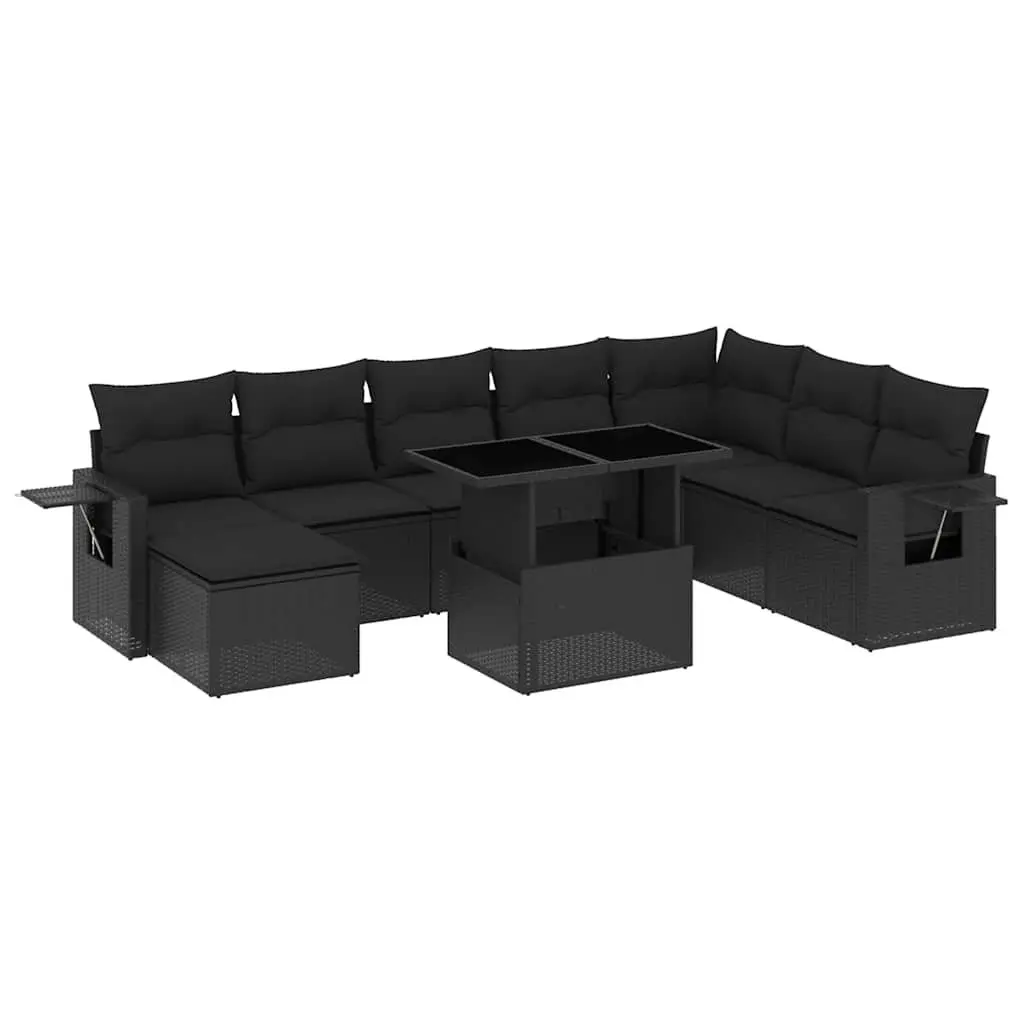 8 Piece Outdoor Garden Sofa Set Patio Furniture with Cushions Black