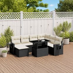 Specifications of 9 Piece Black Poly Rattan Garden Sofa Set