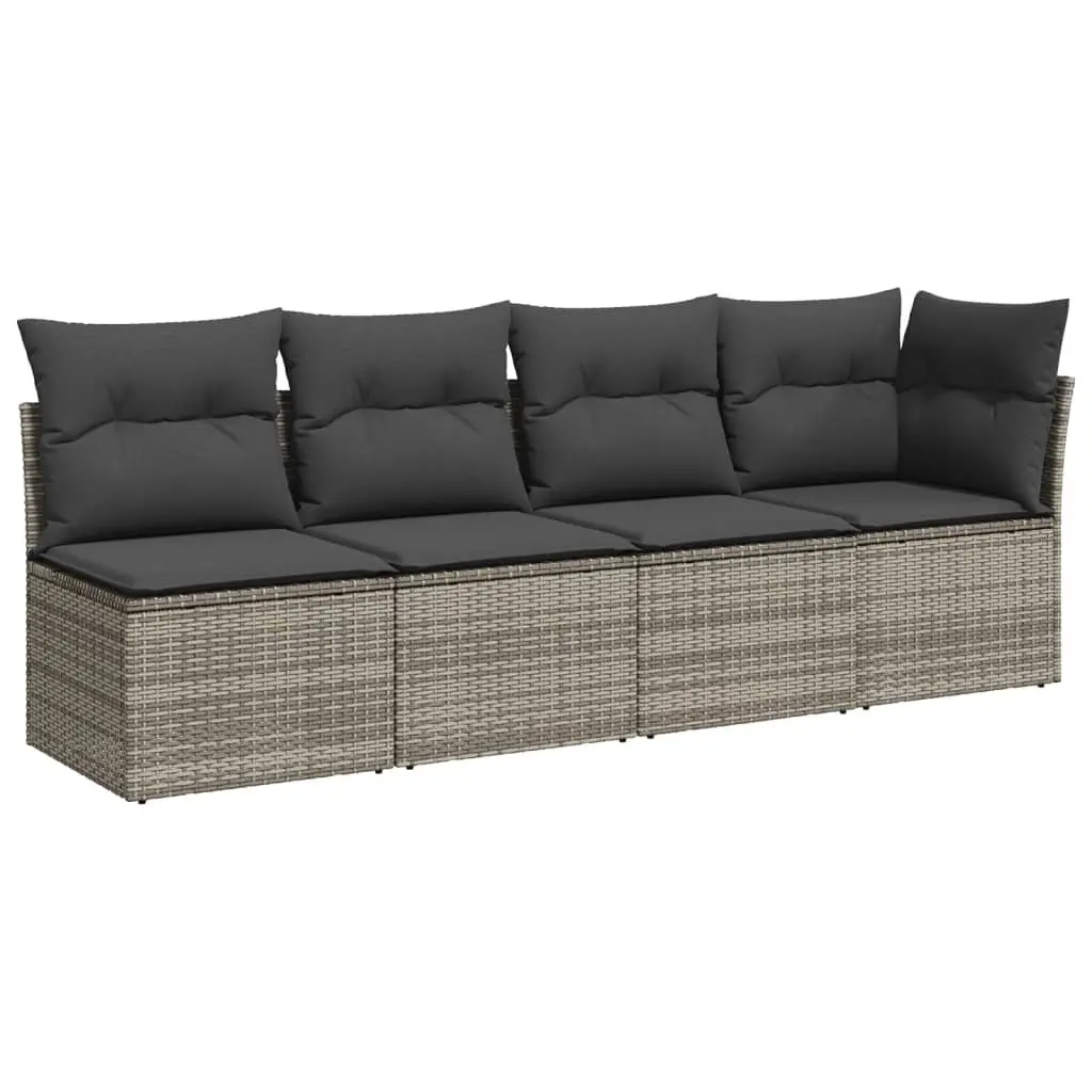Modular Garden Furniture Set 11 Piece Grey Poly Rattan Patio Lounge for Outdoor Use