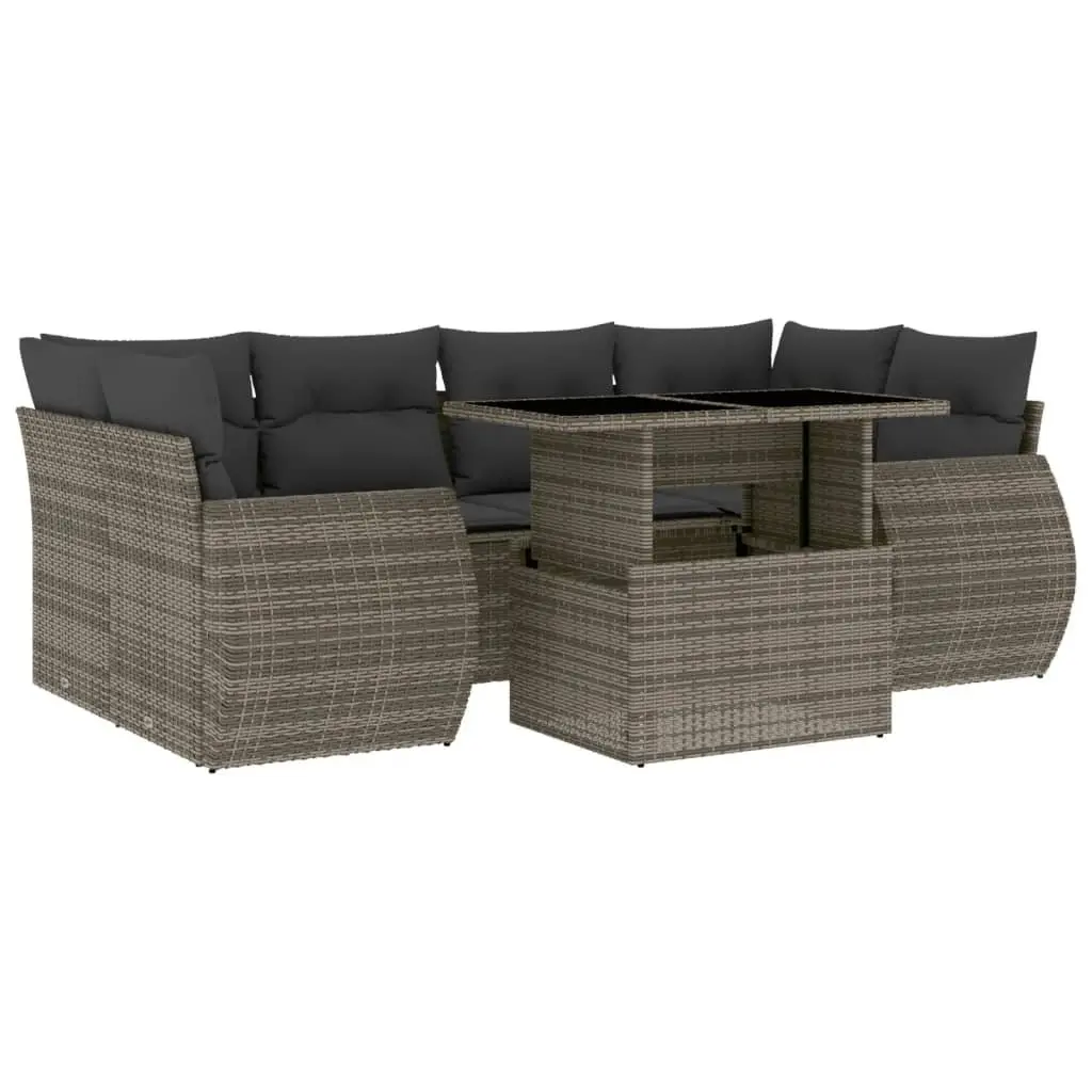 Garden Sofa Set Outdoor Furniture 7 Piece Patio Seating Grey Poly Rattan