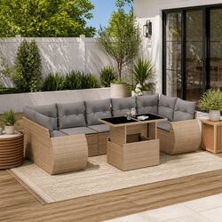 8-Piece Garden Sofa Set with PE Rattan and Cushions