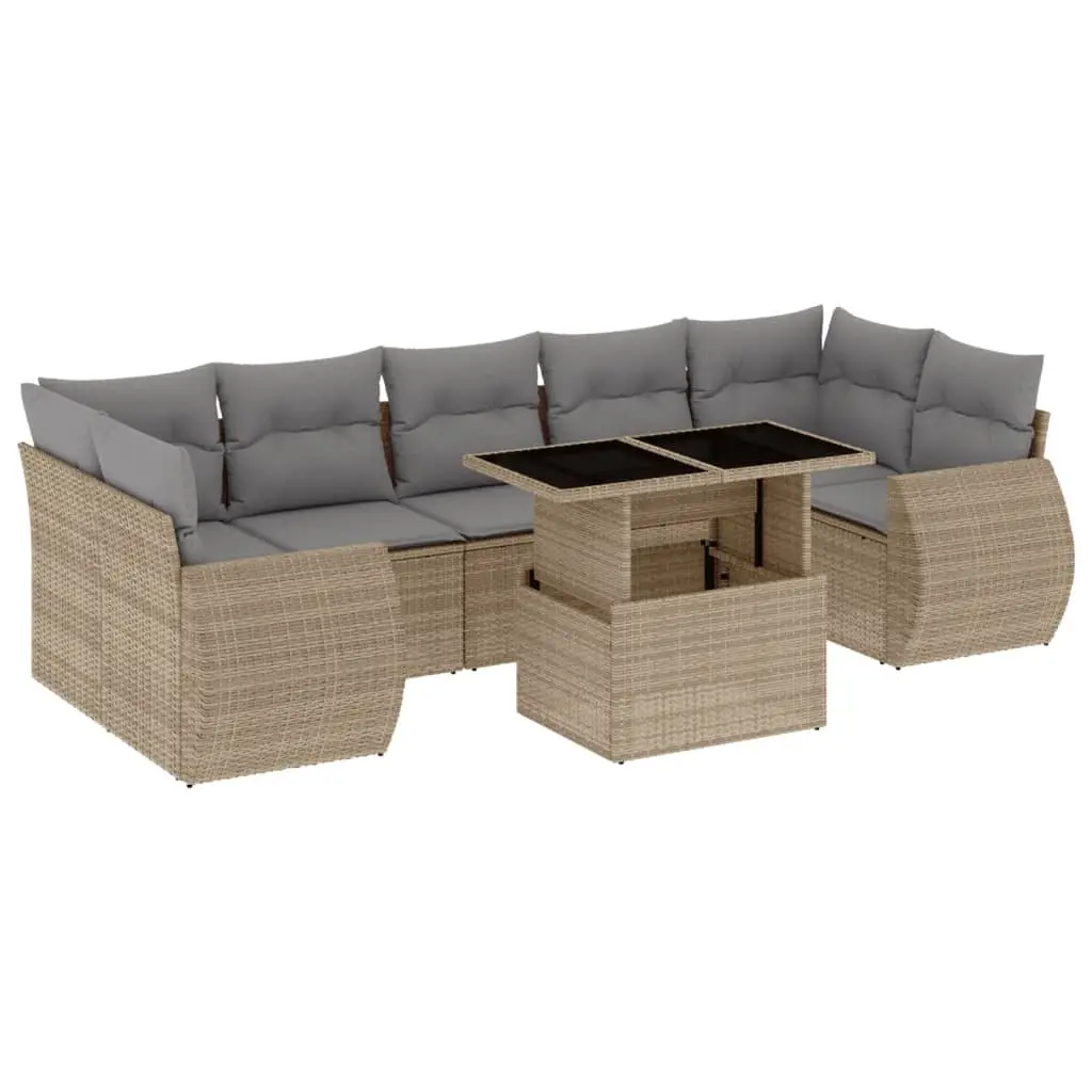 Garden Sofa Set Outdoor Furniture Patio 8 Piece Modular Beige Cushions
