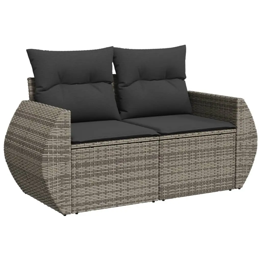 Garden Sofa Set Outdoor Use 9 Piece Modular Grey Poly Rattan
