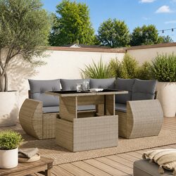 Specifications of 5-Piece Outdoor Garden Sofa Set with Beige Cushions