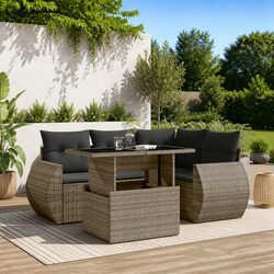 5 Piece Patio Sofa Set in Grey with Cushions