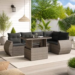 6-Piece Grey Poly Rattan Garden Sofa Set Specifications