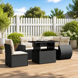 Specifications of 6 Piece Garden Sofa Set in Black Rattan